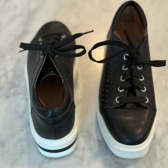 Paolo Shoes - LINEA Paolo Kendra Black Platform Sneakers, Size 6.5